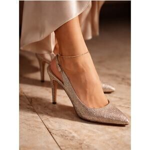 Something Bleu Bridal Glitter Slingbacks sz 9